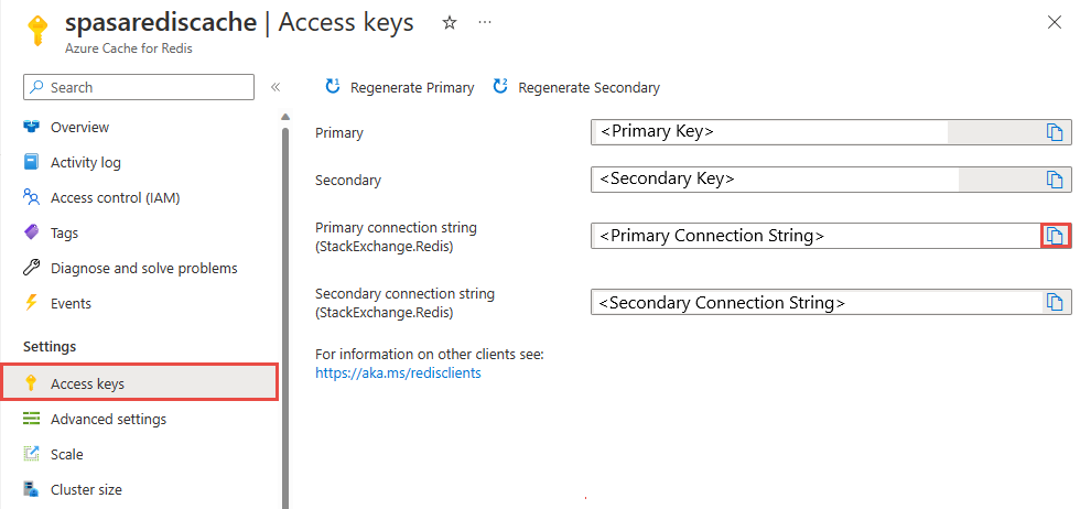 Snímek obrazovky znázorňující výběr položky nabídky Přístupový klíč