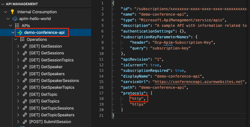 Schermopname van het bewerken van de JSON-beschrijving in Visual Studio Code.