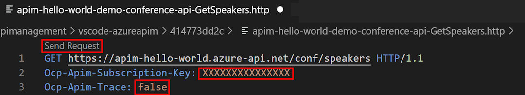 Schermopname van het verzenden van EEN API-aanvraag vanuit Visual Studio Code.