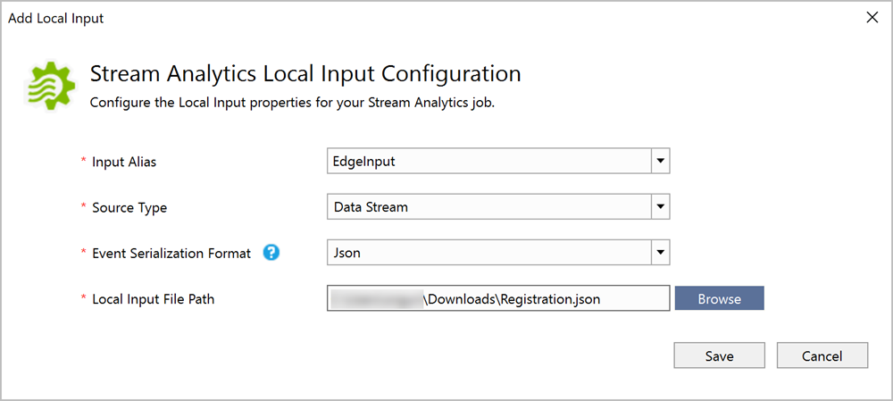 Конфигурация локальных входных данных в Visual Studio