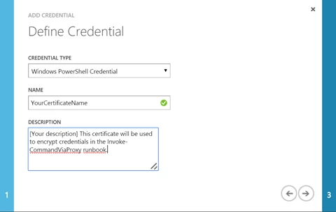 Add Credential Wizard, filled out