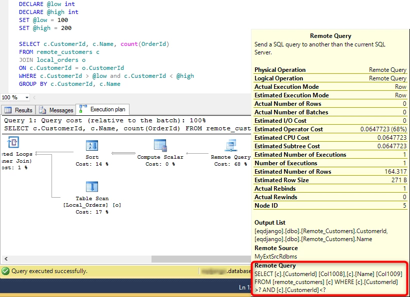 Improved performance for parameterized remote operations