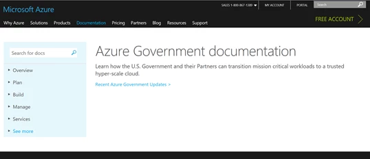 Azure Govt Documentation