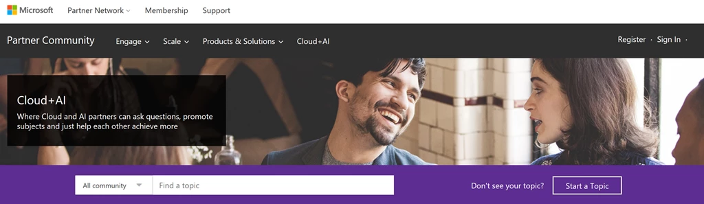 Screenshot of Cloud+AI Partner Community website
