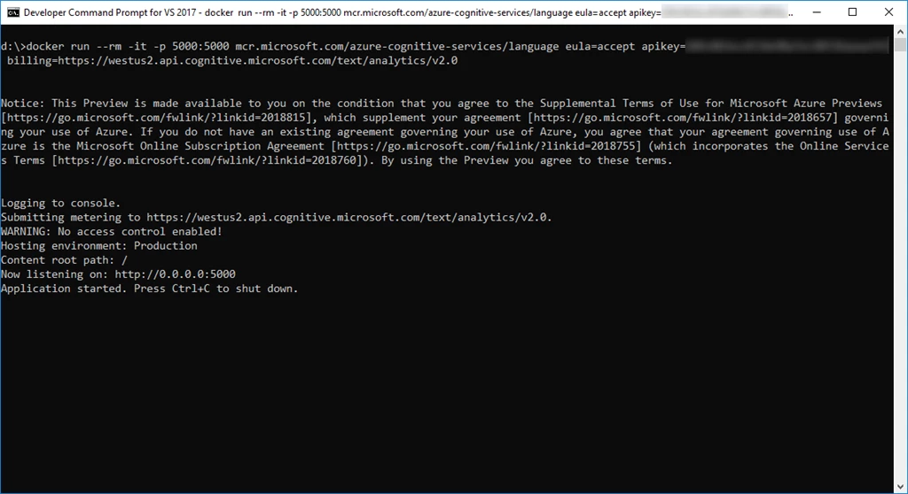 Container running code screenshot