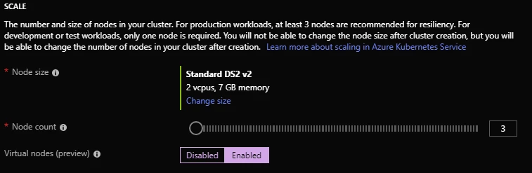 Enabling virtual nodes in the portal