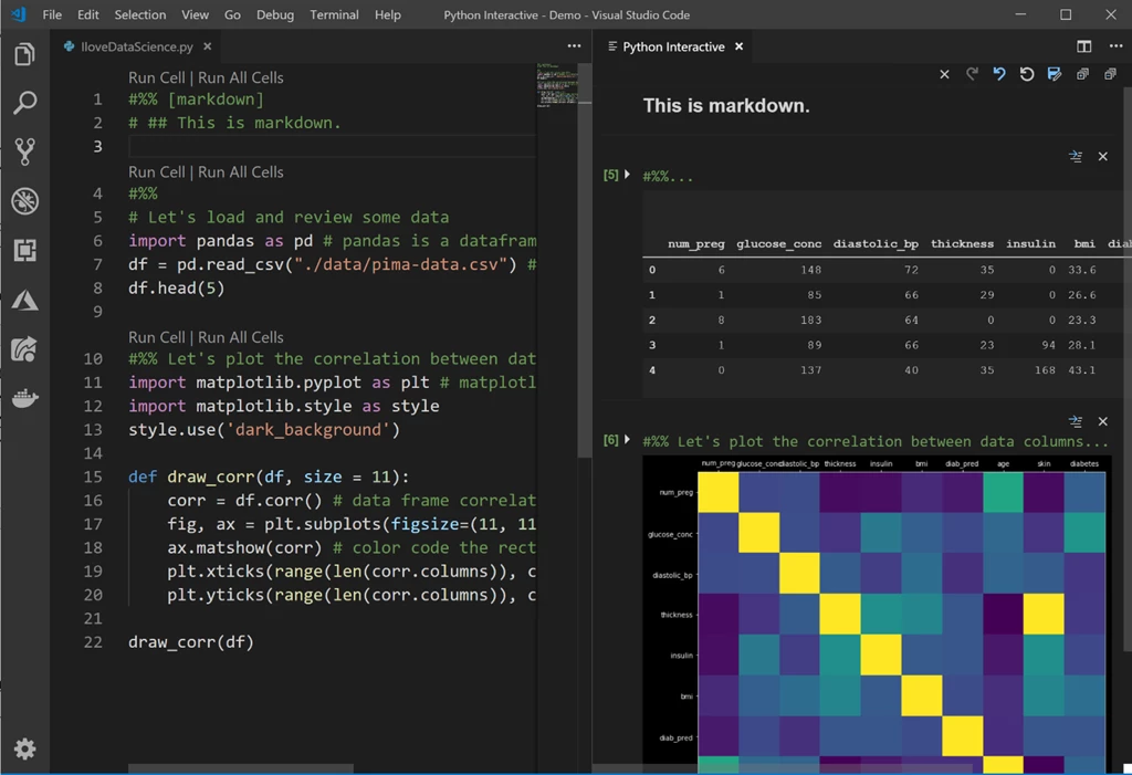 Screenshot showing the Python extension for Visual Studio Code