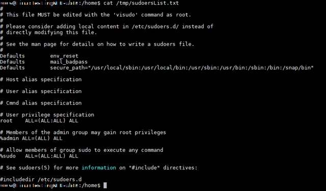 Screenshot of code proving Sudoers file is copied using the exploitation