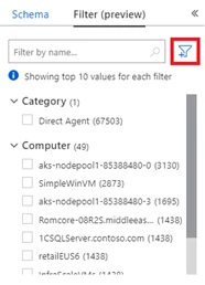 Screenshot of Select filter button adding desired fields