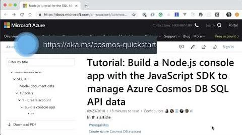Thumbnail from Build a Node.js App with the npm Module for Azure Cosmos DB