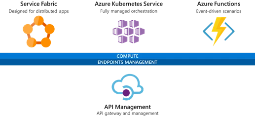 Services to build microservices in Azure like Service Fabric, Azure Kubernetes Service, Azure Functions, and API Management.