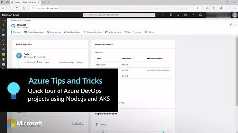 Thumbnail from Quick tour of Azure DevOps projects using Node.jsand AKS: Part 2 video on YouTube