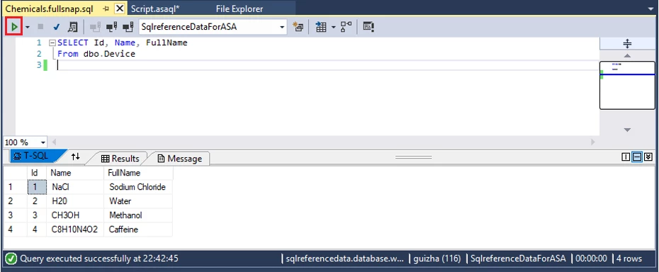 An image showing a test of SQL query being executed.