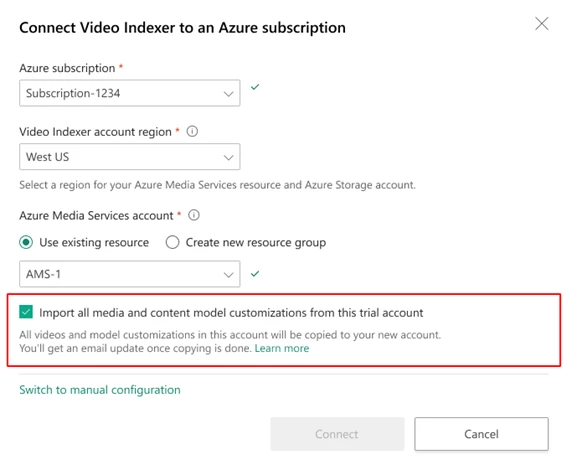 Connect Video Indexer to an Azure subscription