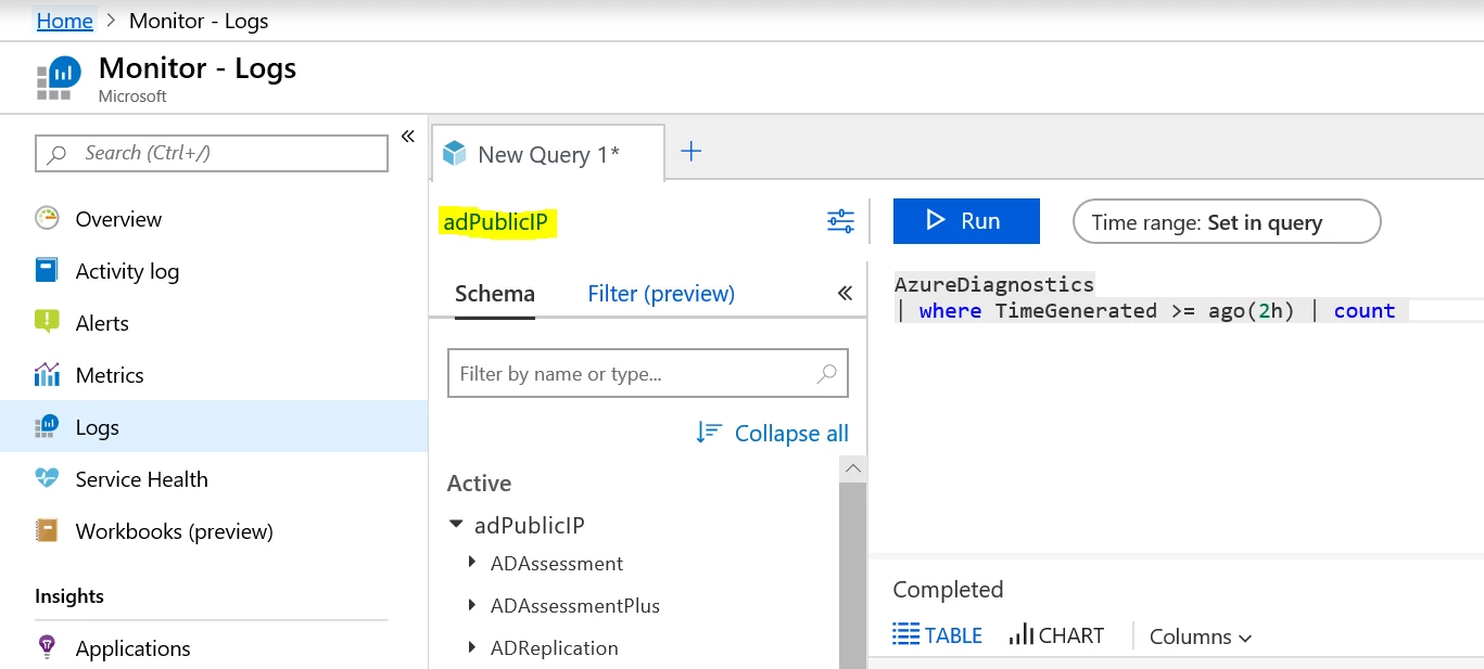 Logs scope selector