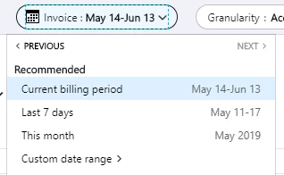 An image showing how to choose which billing period to view.