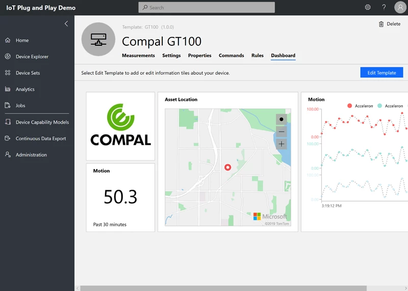 Compal GT100 tracker enabled with IoT Plug and Play