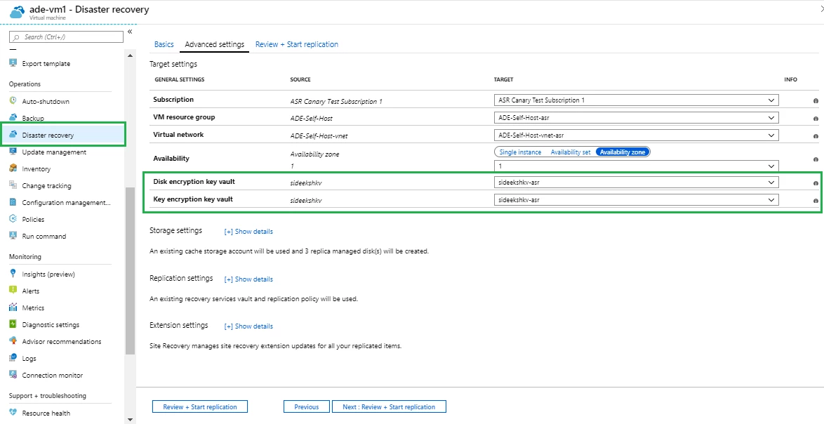 Configure disaster recovery for Azure disk encryption (V2) enabled virtual machines