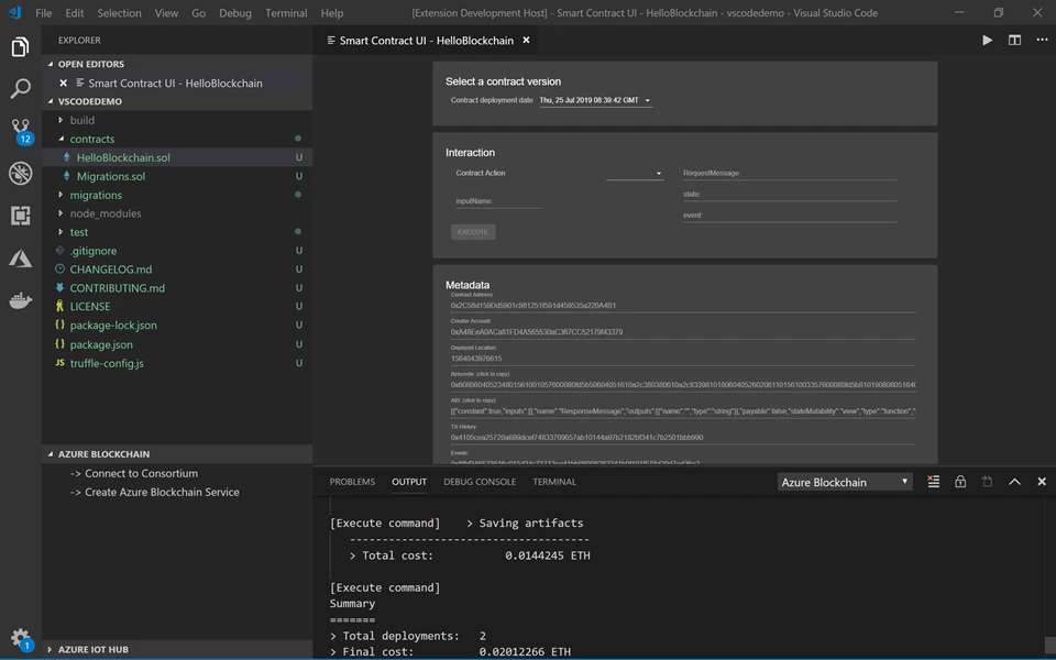 Interactive contract UI in Visual Studio Code