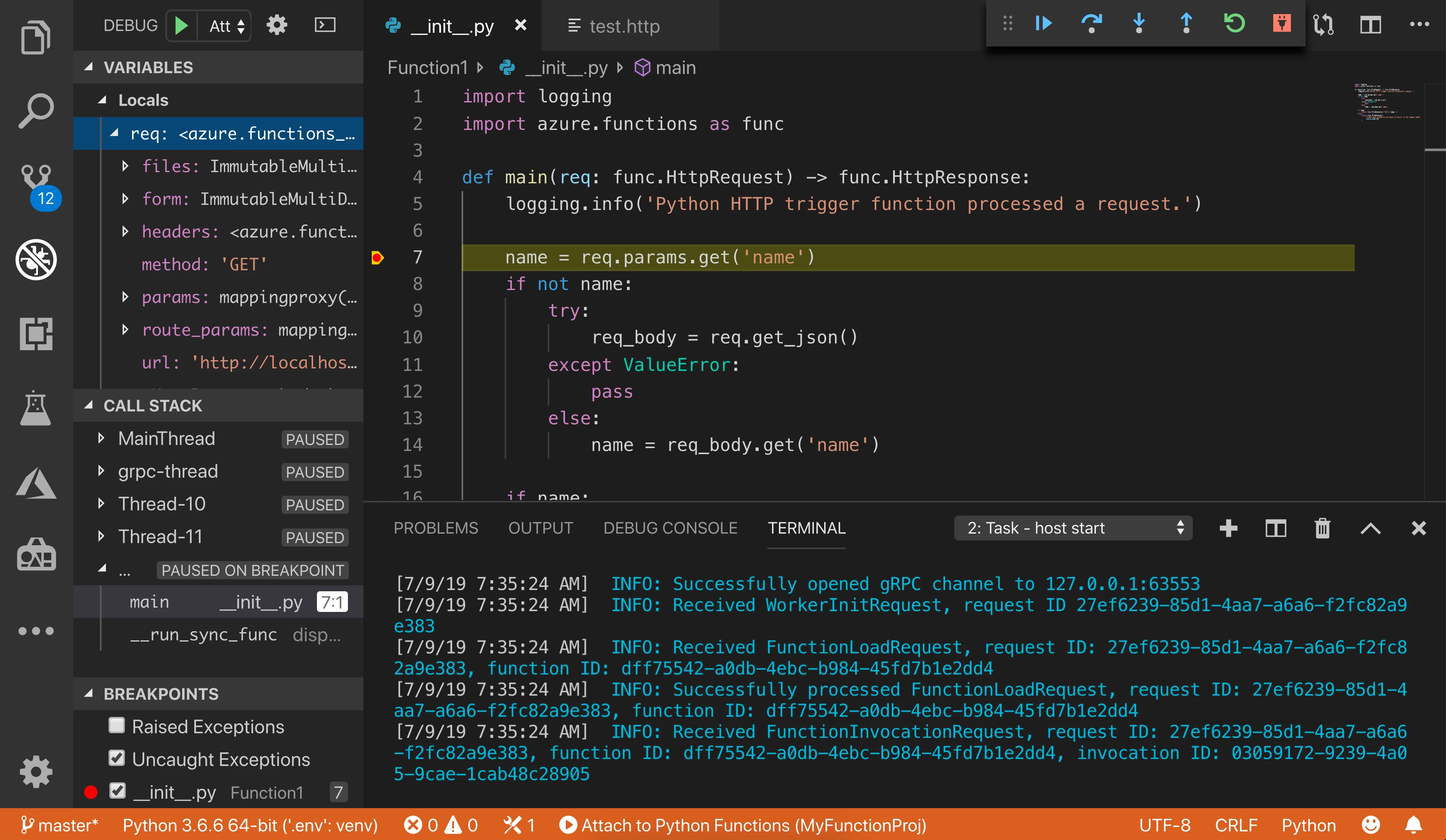 Azure Functions Visual Studio Code development