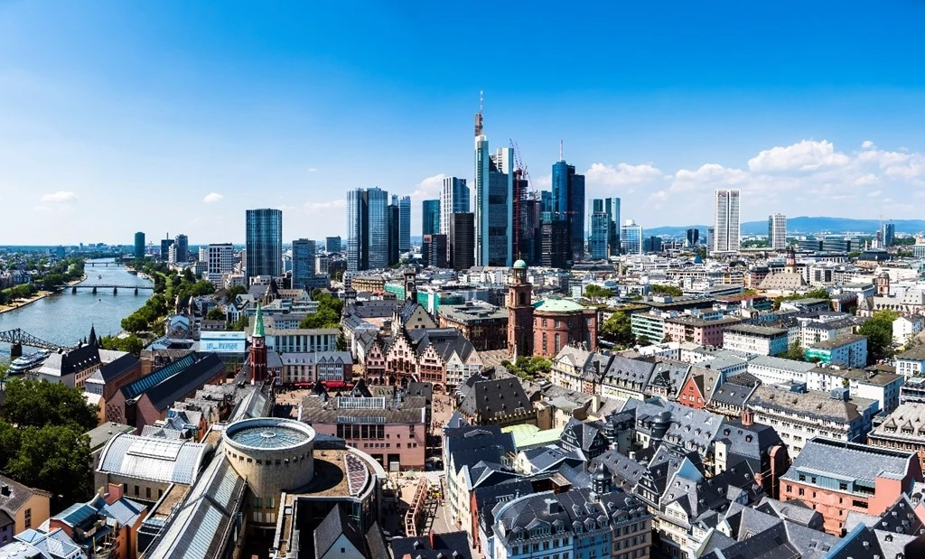 Frankfurt Germany city skyline.