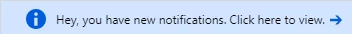 A pop-up message in Azure Cosmos DB saying that new notifications are available.