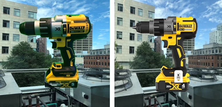 Image generated in front of a green screen vs an image rendered from CAD