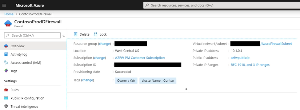 Azure Firewall with custom private IP address ranges