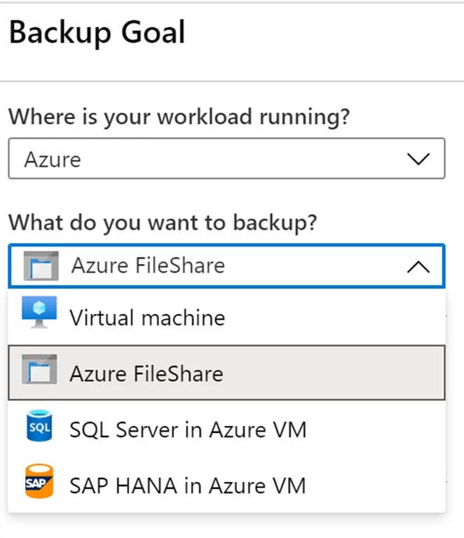 Start with Backup Goal in Recovery Services Vault to protect file shares