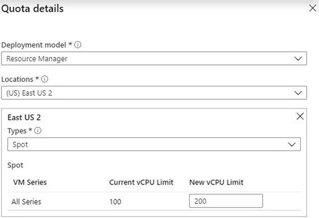 Request new quota for Spot VMs.