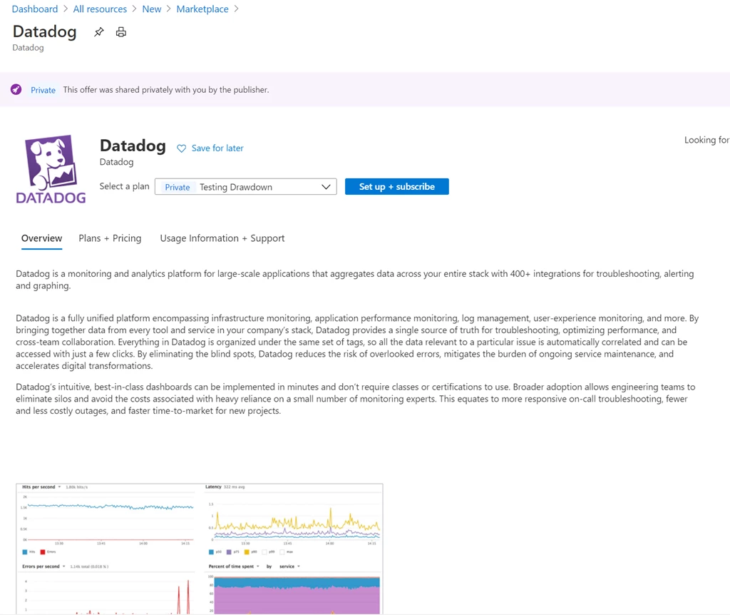 Datadog app on marketplace 1