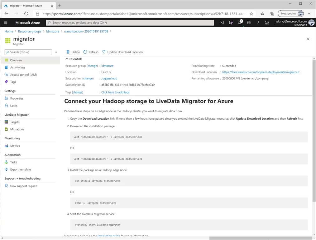 Hadoop cluster to LiveData platform downloading and installing the LiveData Migrator