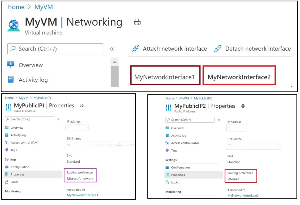Enable both routing options for Azure VM