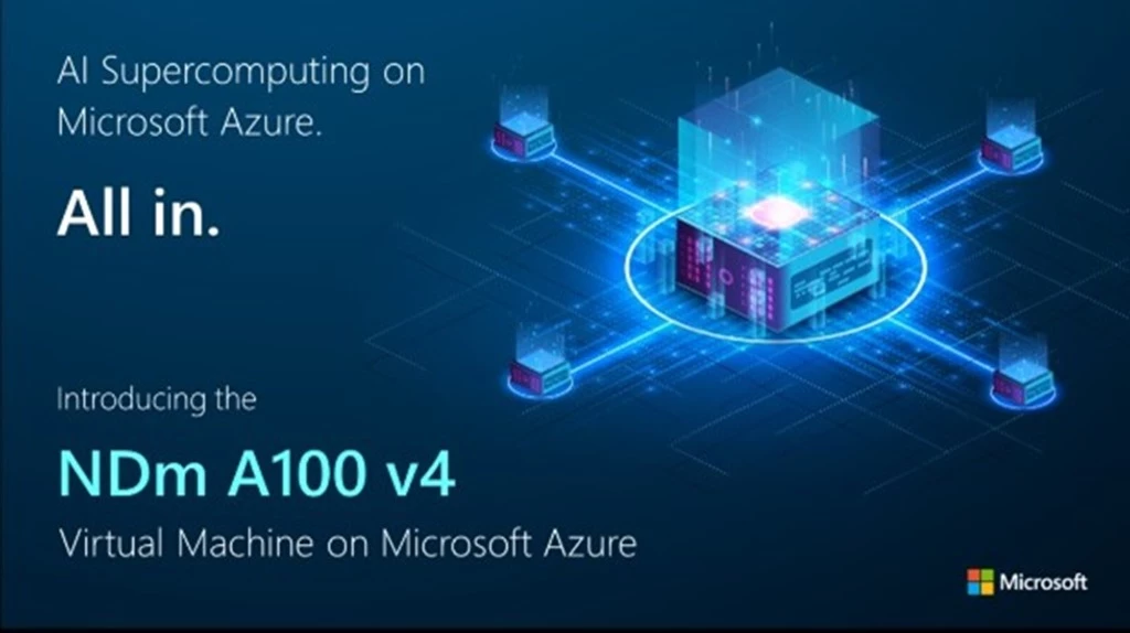 Image introducing the Azure NDm A100 v4 virtual machine, now on Azure