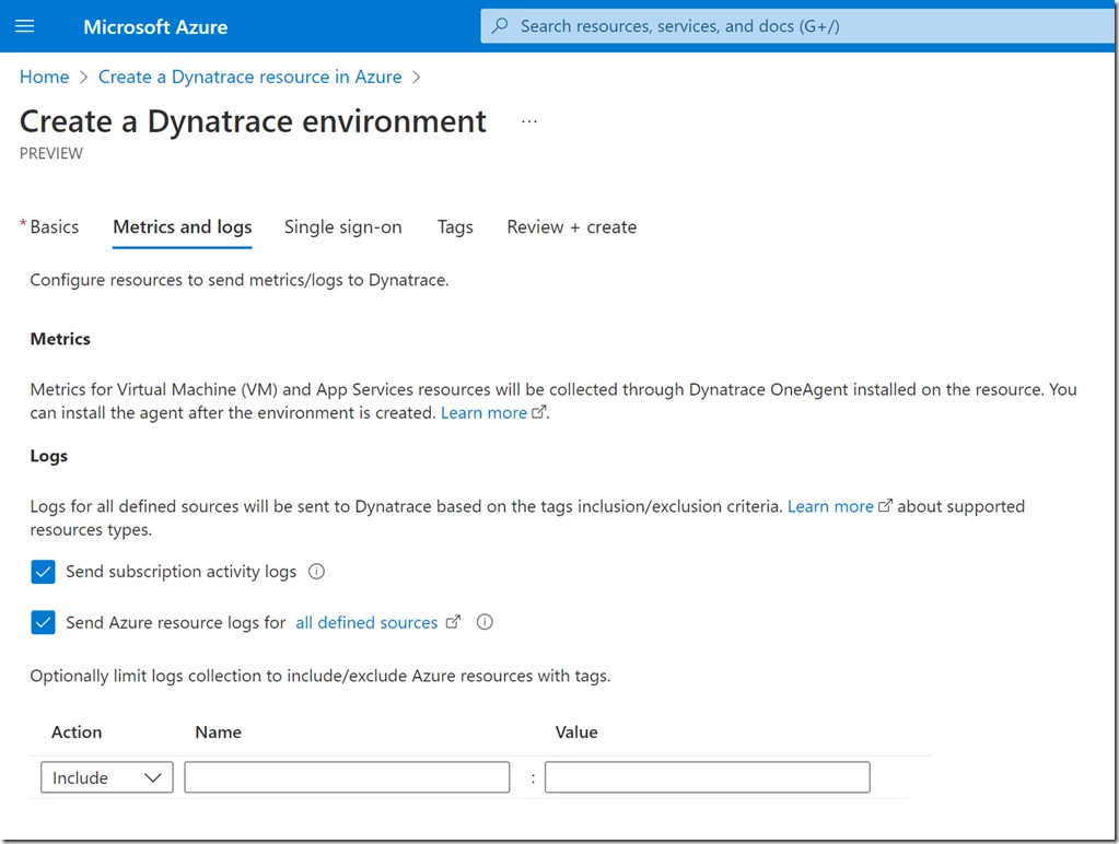 Easy log forwarding for your new Dynatrace environment in the Metrics and logs tab.