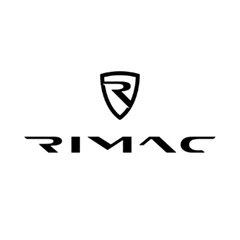 Logo of a stylized R as a vehicle insignia with Rimac in text below.