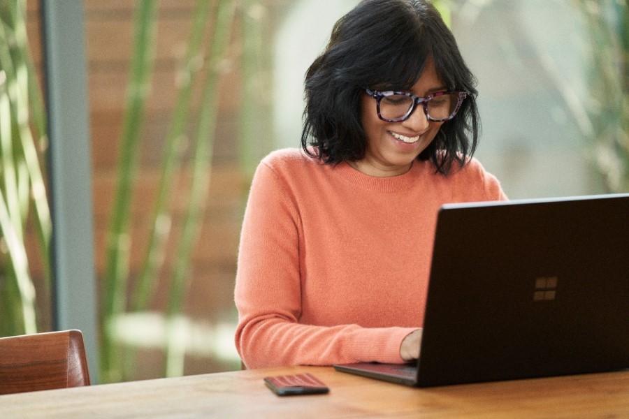 Woman using computer