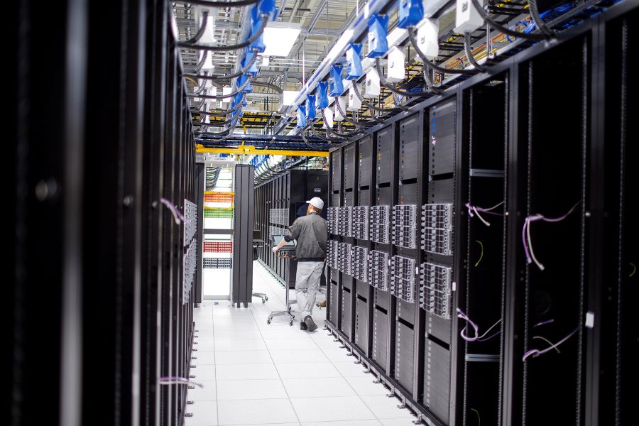 A man working in Microsoft's datacenter 