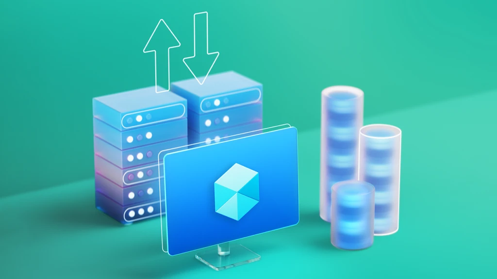 Data icon on computer screen with green background
