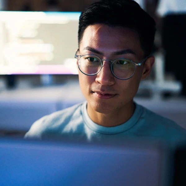 Man looking at computer screen