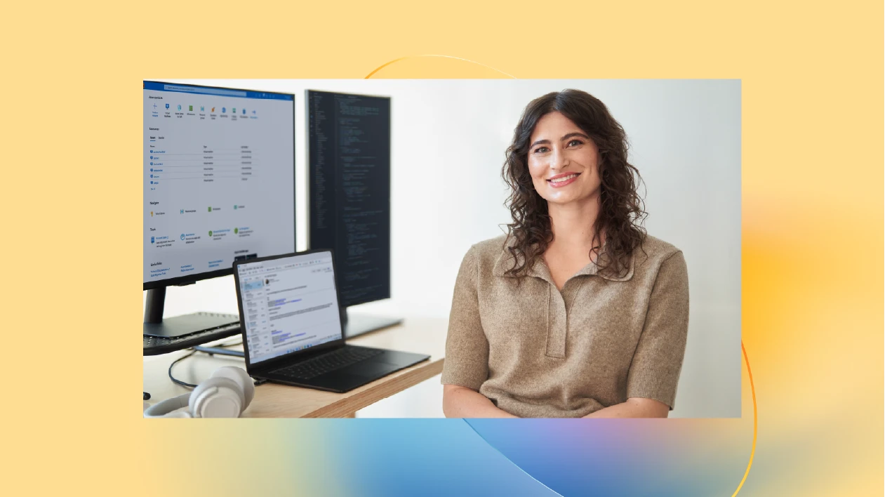 A woman sitting in front of a computer