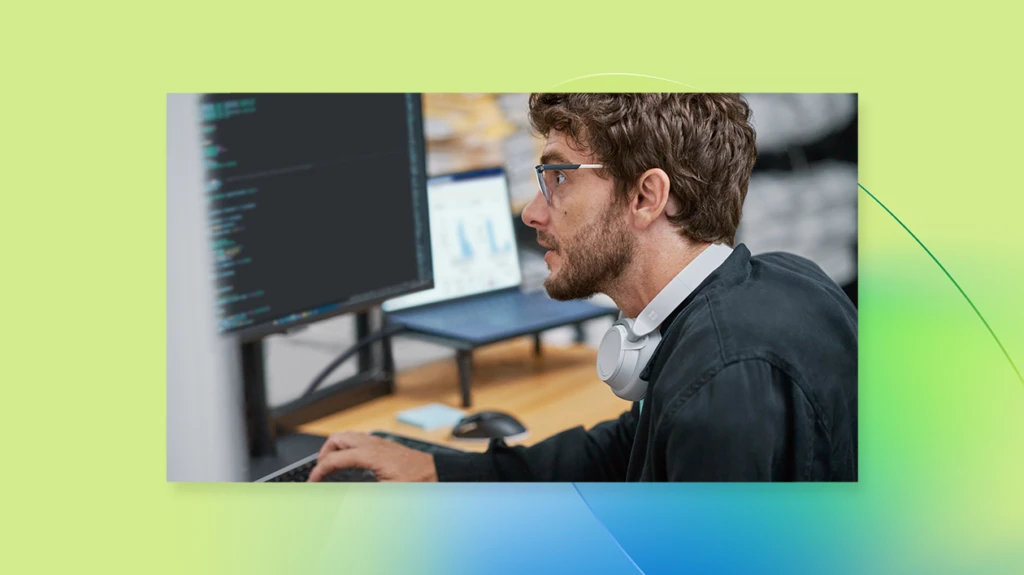A man sitting at a computer