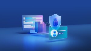 A computer and shield icon to showcase Azure security.