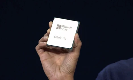 Microsoft Azure Cobalt 100 in hand.