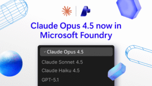 A white background with text introducing Claude Opus 4.5, the newest model in Microsoft Foundry.