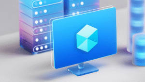 Illustration of a computer and a database