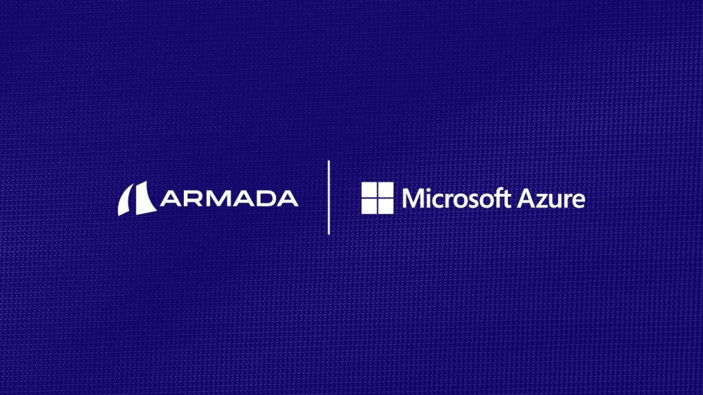 Armada and Microsoft Azure logos displayed side by side on a purple background, separated by a vertical line.