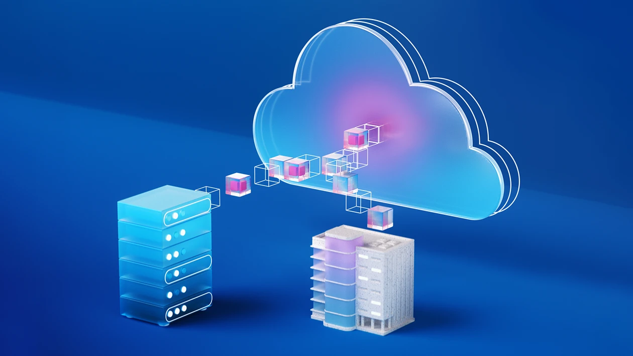 A database feeding information into a cloud.