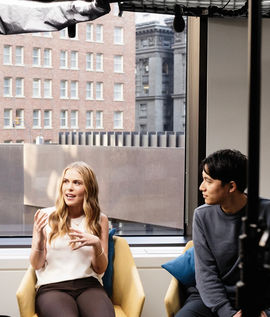 Employees having a discussion.