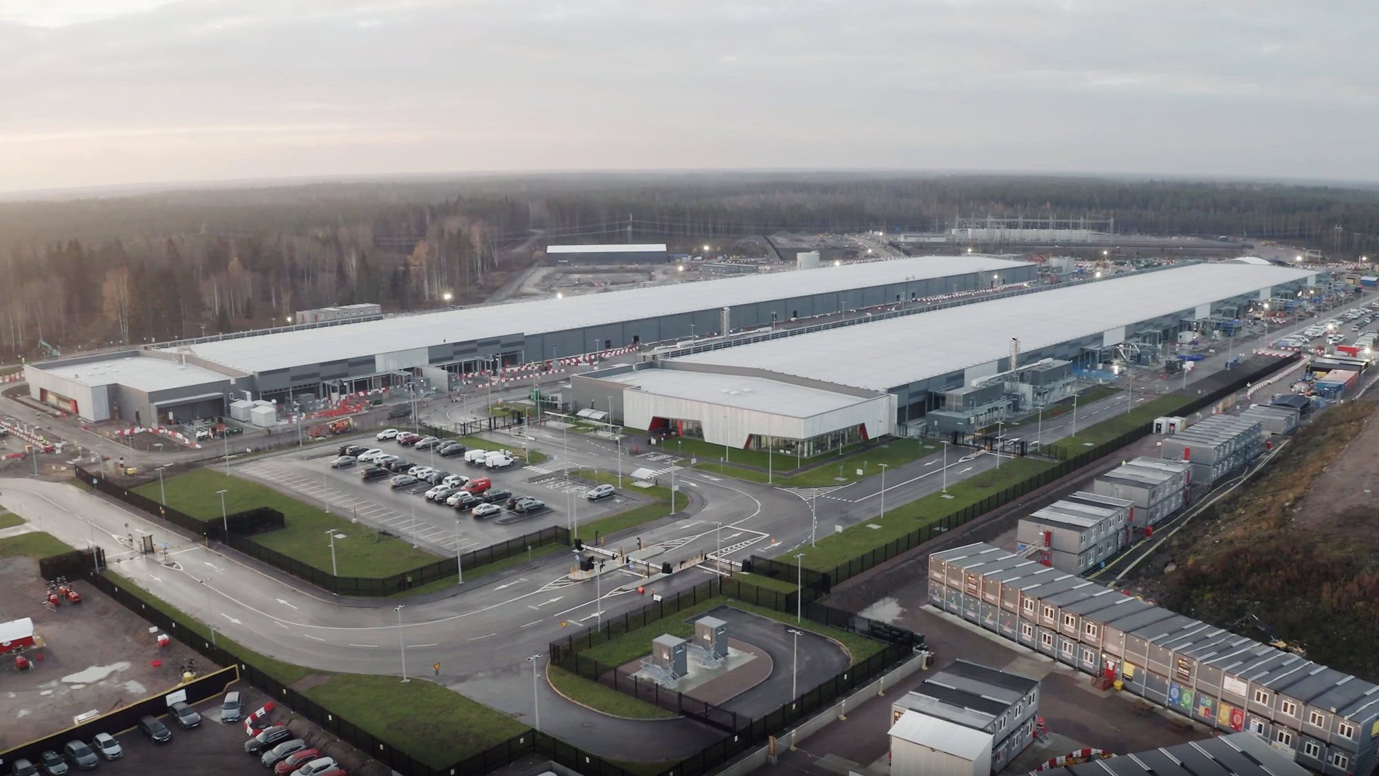 Aerial image of a Microsoft datacenter in Sweden.